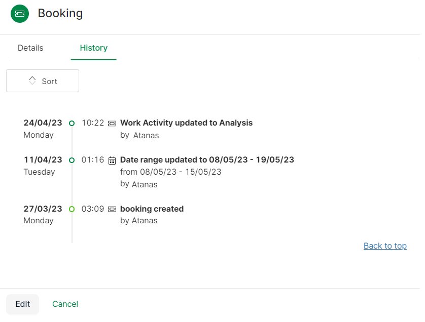 Project scheduling software audit trail
